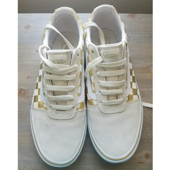 gold checkered vans